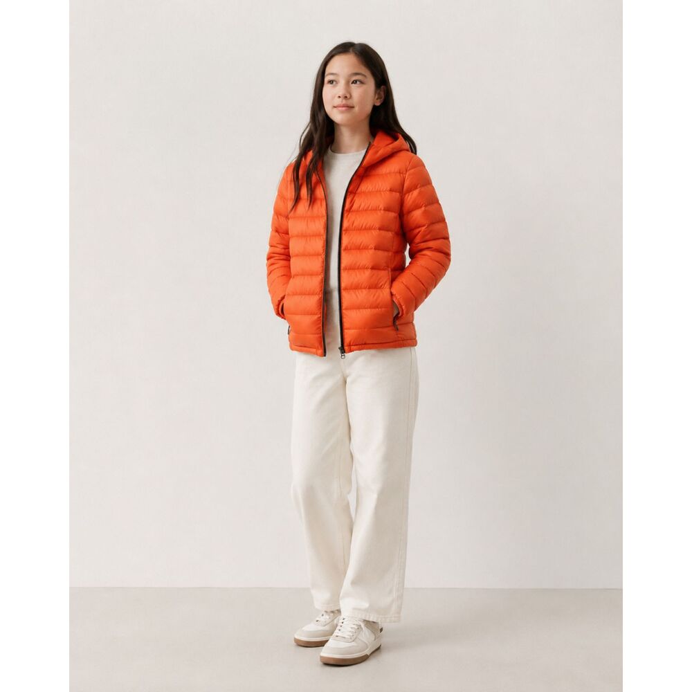 Uniqlo Orange Puffer Full Zip Windbreaker Jacket Top  Girls Size 11